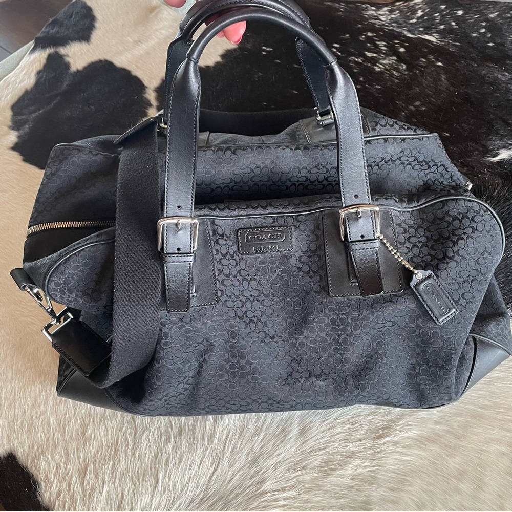 Coach Black Textured Duffel Bag